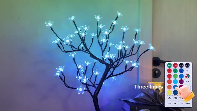 LIGHTSHARE 18 Inch Cherry Blossom Bonsai Tree, 48 LED Lights, RGB